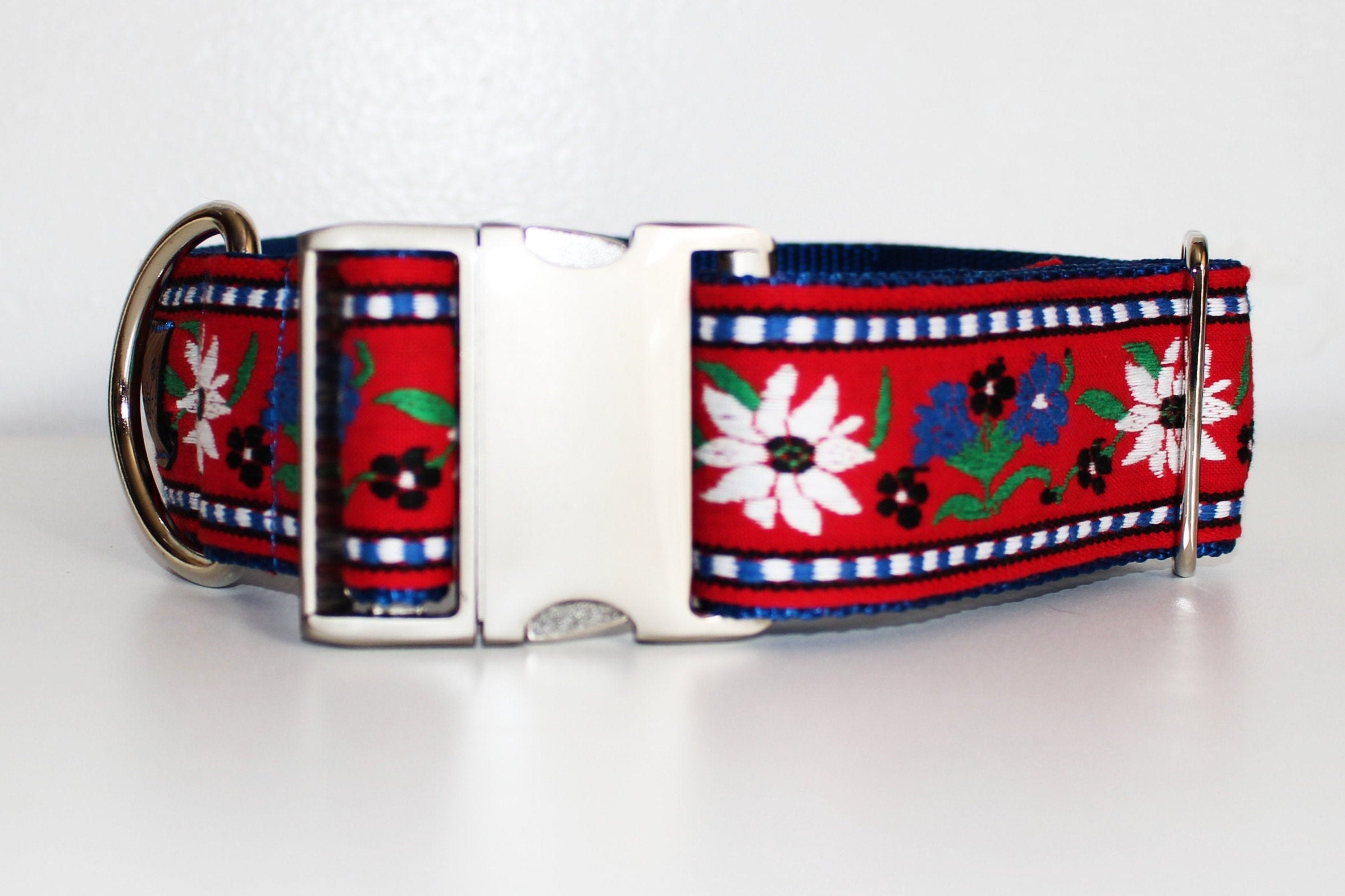 Extra Wide Dog Collar Swiss Dog Collar Red Edelweiss Dog Etsy