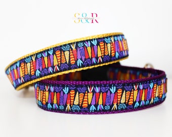 Garden Dog Collar, Carrot Dog Collar, Gift For Dog Moms, Spring Carrot Dog Collar and Optional Leash Set