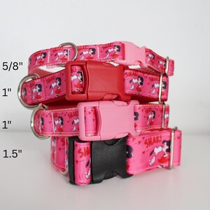Lucy Smak Dog Collar – Pink & Red Love Dog Collar – Adjustable Ribbon Dog Collar – 5/8”, 1”, or 1.5” Wide immagine 2