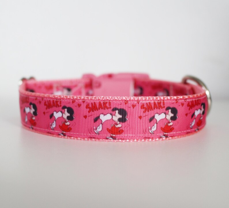 Lucy Smak Dog Collar – Pink & Red Love Dog Collar – Adjustable Ribbon Dog Collar – 5/8”, 1”, or 1.5” Wide immagine 10