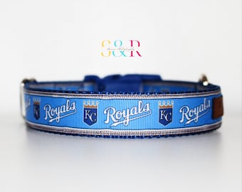 Kansas City Royals Dog Collar - KC Royals Dog Collar - Baseball Sports Team - 1&#39; Wide Adjust Dog Collar - Optional Matching Leash