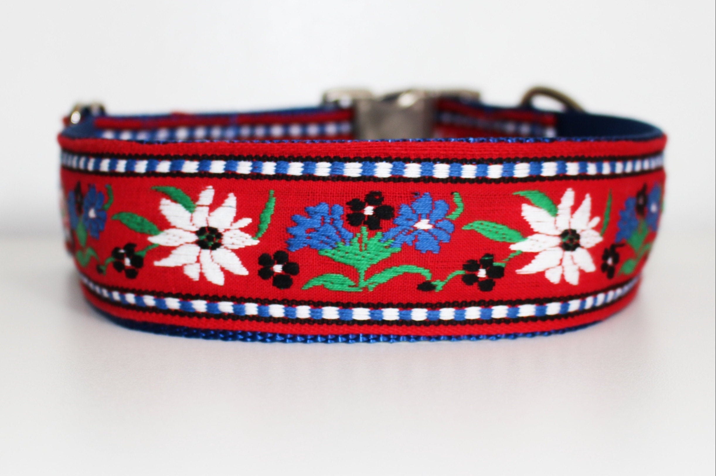 Extra Wide Dog Collar Swiss Dog Collar Red Edelweiss Dog Etsy