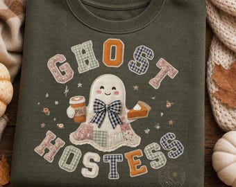Blessed and Boo-Tiful PNG, Patchwork Ghost PNG, Floral Ghost Halloween PNG, Girly Fall Sublimation, Preppy Halloween Design