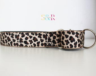 Leopard Print Dog Collar, Animal Print Martingale, Cheetah Print MartingaleCollar, Mom Gift, 1 1/2" Wide Adjustable Dog Collar