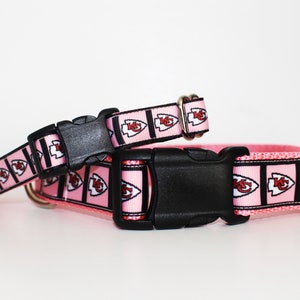 Kansas City Chiefs Dog Collar, KC Chiefs, Pink Chiefs Dog Collar, Girl Dog Collar, XXS - XL, Adjustable 5/8&quot; or 1&quot; Wide Dog Collar
