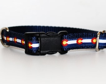 Colorado Dog Collar - Colorado Flag Dog Collar - Boy or Girl Dog Collar - Denver Dog Collar - 5/8" Wide Small Adjustable Dog Collar