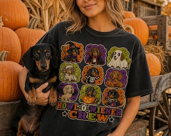 Dachshund Halloween PNG, Howl-O-Wiener Crew PNG, Wiener Dog Halloween Design, Spooky Doxie Sublimation PNG