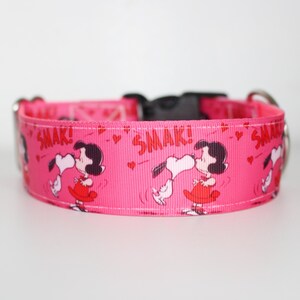 Lucy Smak Dog Collar – Pink & Red Love Dog Collar – Adjustable Ribbon Dog Collar – 5/8”, 1”, or 1.5” Wide immagine 12