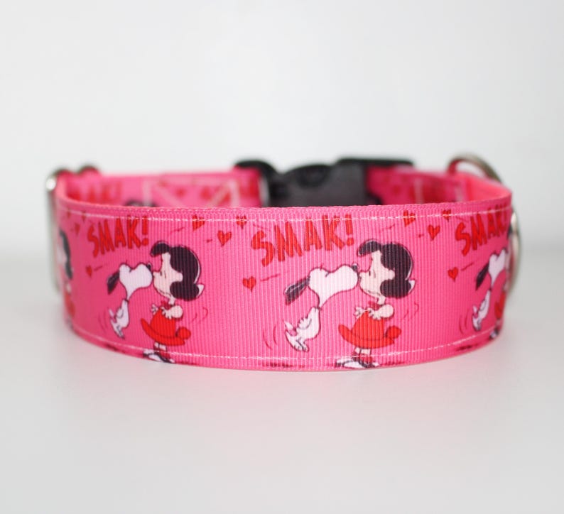 Lucy Smak Dog Collar – Pink & Red Love Dog Collar – Adjustable Ribbon Dog Collar – 5/8”, 1”, or 1.5” Wide immagine 12