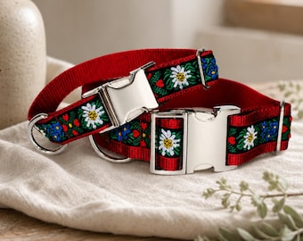 Edelweiss Dog Collar – Swiss Alps-Inspired Dog Collar – 1" or 1.5" Width