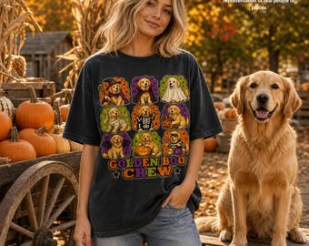 Golden Retriever Halloween PNG, Golden Boo Crew PNG, Cute Halloween Dog Design, Spooky Golden Sublimation PNG