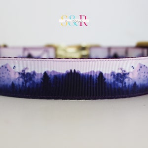 Mountain Landscape Dog Collar: Purple Majesty, Handmade 1&quot; Wide
