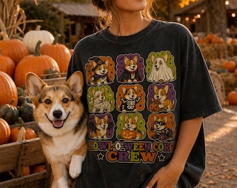 Corgi Halloween PNG, Howl-O-Ween Corgi Crew PNG, Cute Halloween Dog Design, Retro Spooky Sublimation Graphic
