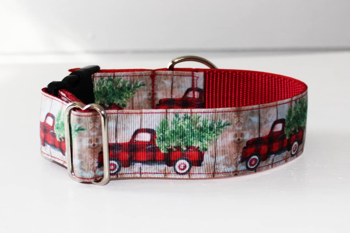 Christmas Dog Collar Christmas Tree Red Truck Holiday Etsy