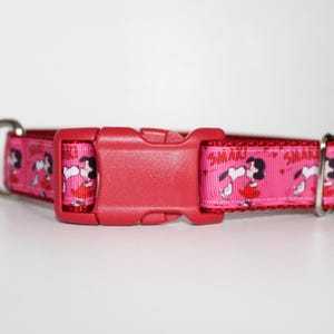 Lucy Smak Dog Collar – Pink & Red Love Dog Collar – Adjustable Ribbon Dog Collar – 5/8”, 1”, or 1.5” Wide Rosso