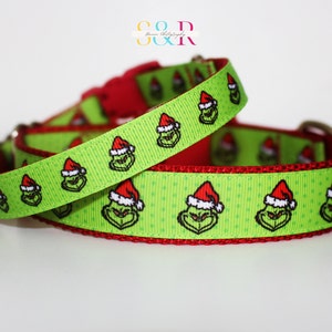 Merry Grinchmas Dog Collar, The Grinch Dog Collar, Christmas Dog Collar, Holiday Dog Collar, XXS - XL, Adjustable 5/8&quot; or 1&quot; Wide Dog Collar