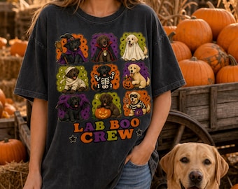 Labrador Retriever Halloween PNG, Lab Boo Crew PNG, Cute Halloween Dog Design, Spooky Lab Sublimation PNG
