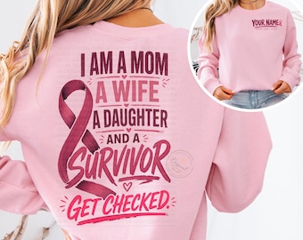 Personalized Breast Cancer Survivor PNG, Custom Name Year PNG, Breast Cancer Awareness PNG, Get Checked Pink Ribbon Design
