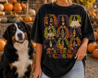 Bernese Mountain Dog Halloween PNG, Berner Boo Crew PNG, Cute Halloween Dog Design, Spooky Berner Sublimation PNG