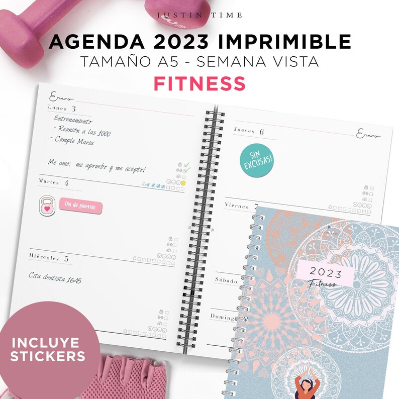 Agenda 2023 Fitness PDF digital Imprimible A5 Organízate y Etsy México