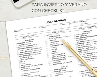 Travel Planner Español Lista De Viaje Imprimible Maleta | Etsy Hong Kong