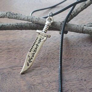 Vintage Demon Killer Knife Pendant, Ruby Blade, Retro Necklace image 2