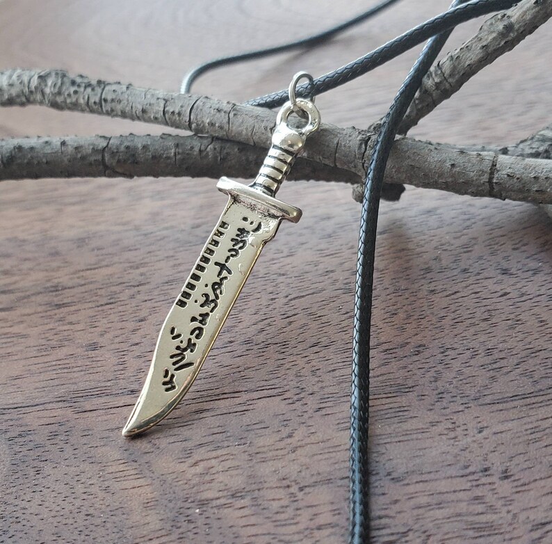 Vintage Demon Killer Knife Pendant, Ruby Blade, Retro Necklace image 2