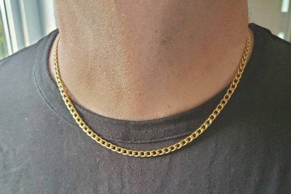 18 Men s Chain 18K Gold Plated Stainless Steel Chain 5mm