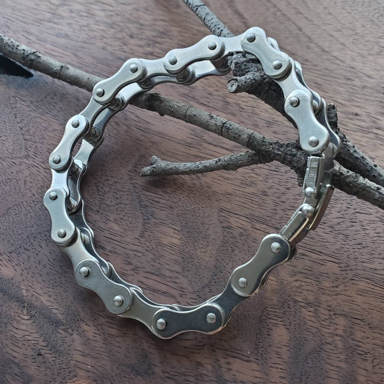 Stainless Steel Men's 8" Simple Motorcycle Chain Link Biker Bracelet 