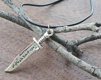 Collier surnaturel, ancien couteau kurde tueur de démons, poignard à lame de rubis, pendentif rétro vintage, Dean, Sam, Castiel, Rowena.