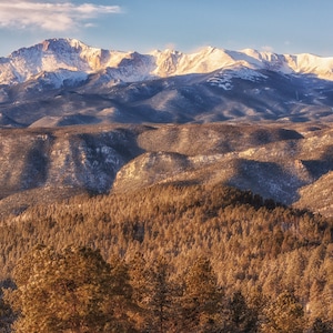 Snowy Pikes Peak Canvas Print- Woodland Park, Colorado- Wall Art- Interior Decor- Photo