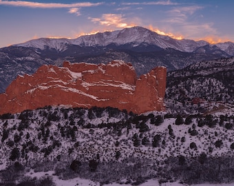 Ogród Bogów Zachód Słońca Wydruk Na Płótnie- Zdjęcie Krajobrazu- Colorado Springs, Kolorado- Sztuka Ścienna