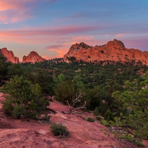 Garden of the Gods Sunset Canvas Print- Landscape Photo- Colorado Springs, Colorado- Wall Art