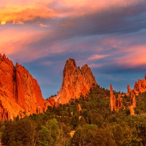 Garden of the Gods Sunset Canvas Print- Landscape Photo- Colorado Springs, Colorado- Wall Art