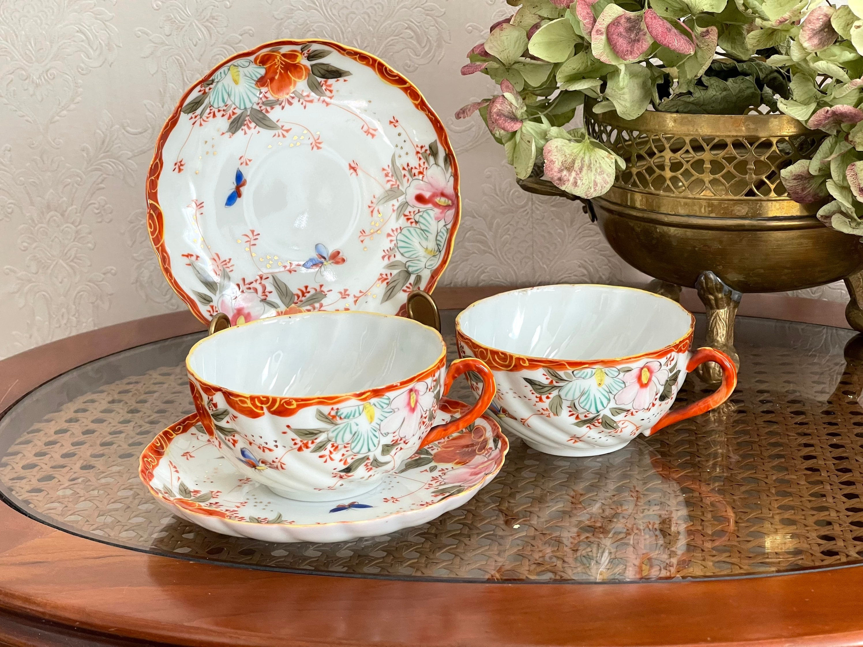 Rare. Magnifique Tasses à Thé ou Café en Porcelaine Fine Coquille d'œuf Japonaise.