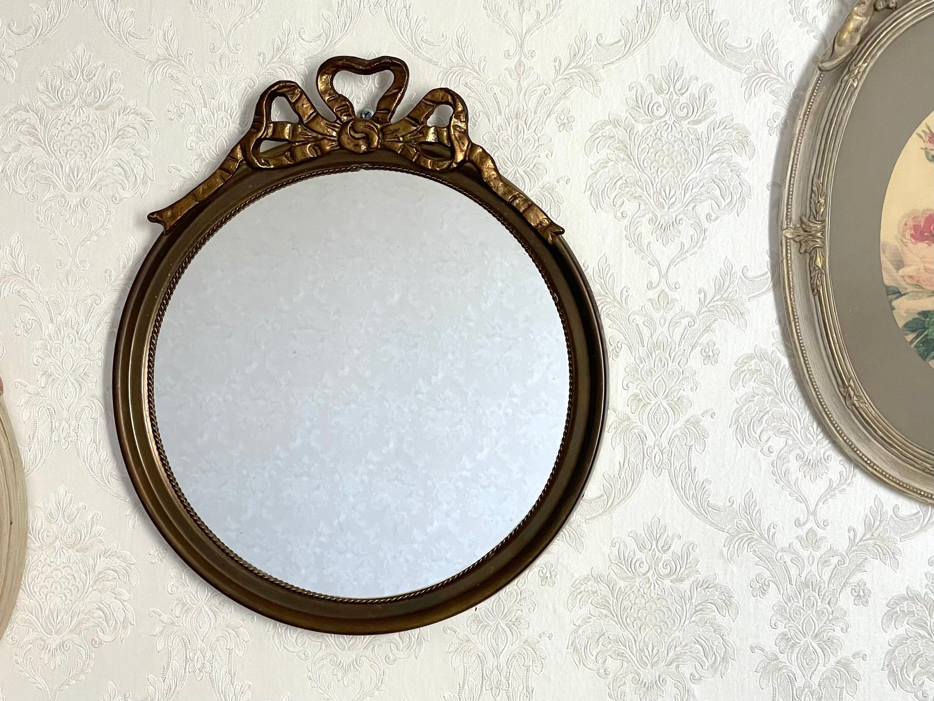 Miroir.glace. Miroir Mural . Ruban. Ribbon. Vintage Française.