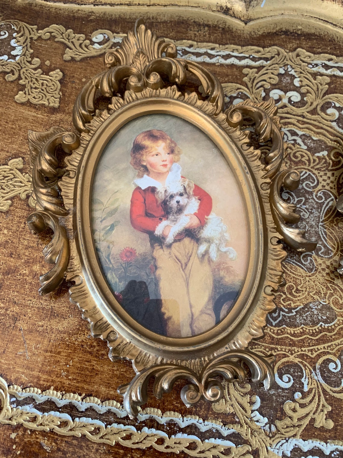 Vintage Italian. Pair of gold oval frames in resin. Etsy