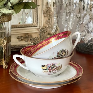Two incredible large tea or coffee cups in Limoges porcelain.Breakfast.300 ml.