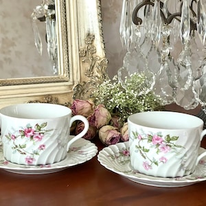 Coffee, tea cups. Fine Limoges porcelain. Haviland. Silvia model. French Vintage.Capacity 300 ml.