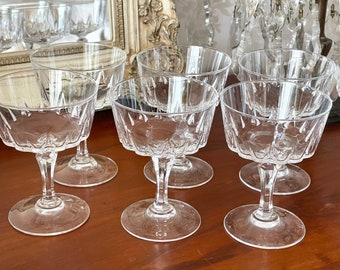 Set de 6 coupes à champagne en cristal . Vintage Française.