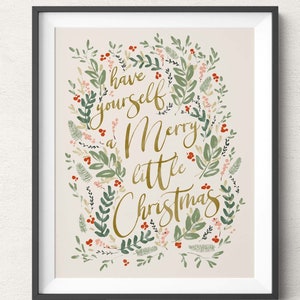 Watercolor Christmas Printable, Have Yourself A Merry Little Christmas Print for Holiday Gallery Wall Decor, Christmas Printable Wall Art