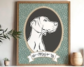 Funny Custom Pet Portrait, Vintage Style Regal Dog or Cat Illustration, Hand Drawn Digital Pet Print, Retro Pet Owner Housewarming Gift