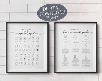 GREY Laundry Room Decor, Stain Removal and Symbol Guide for Utility Room, Printable Wall Art Sign, DIY Laundry Prints, Digital Download Art