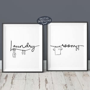 Laundry Room Decor, Set of 2 Prints, Printable Laundry Room Art