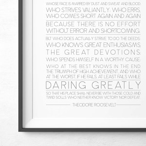 The Man In The Arena Printable Wall Art, Theodore Roosevelt Daring Greatly Inspirational Quote Print, Gallery Wall Decor, Digital Download
