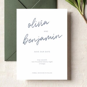 Plantilla minimalista para guardar la fecha, papelería de boda moderna y elegante, invitación imprimible con descarga digital, anuncio de boda