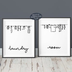 Laundry Room Decor, Printable Artwork, Set of 2 Prints, Laundry Room Art