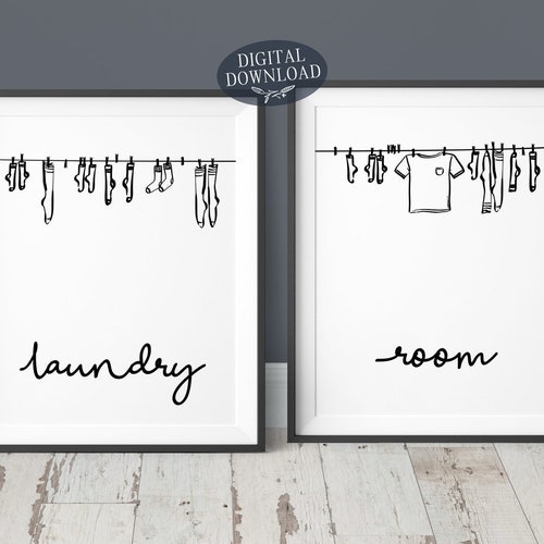Laundry Room Decor Set of 2 Prints Printable Laundry Room - Etsy