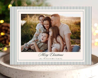 Modello per biglietto di auguri natalizio, biglietto fotografico orizzontale con auguri per le feste, download digitale.