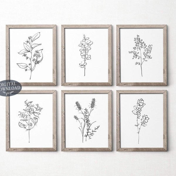 Picture of Botanical Prints Black White - Etsy